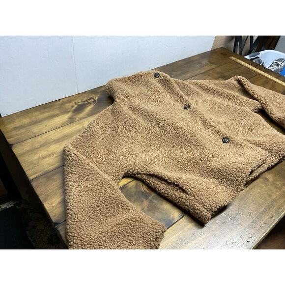 Free People We The Free Izzy Wrap Teddy Coat In Sand Size Small Tan Faux Sherpa - Picture 5 of 13